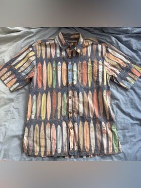 Kahala Hawaiian Surfboard-Print Short-Sleeve Cotton Resort Shirt - Multi